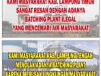 Rusak Lingkungan, Masyarakat Tolak Pembangunan Batching Plant Ilegal