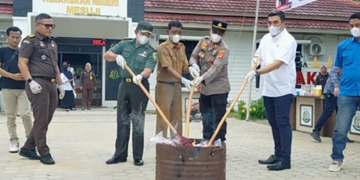 Kejari Mesuji Musnahkan Narkoba dan Senpi Rakitan