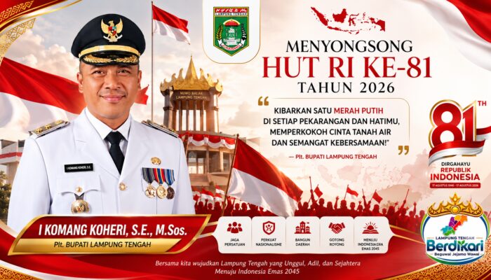 Plt Bupati Lampung Tengah Ajak Masyarakat Kibarkan Merah Putih Sambut HUT ke-81 RI