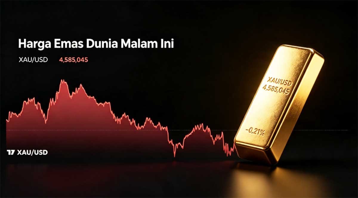 Grafik pergerakan harga emas dunia XAU/USD pada Kamis 27 Agustus 2026 tercatat sedikit menurun namun tetap bertahan di level tinggi