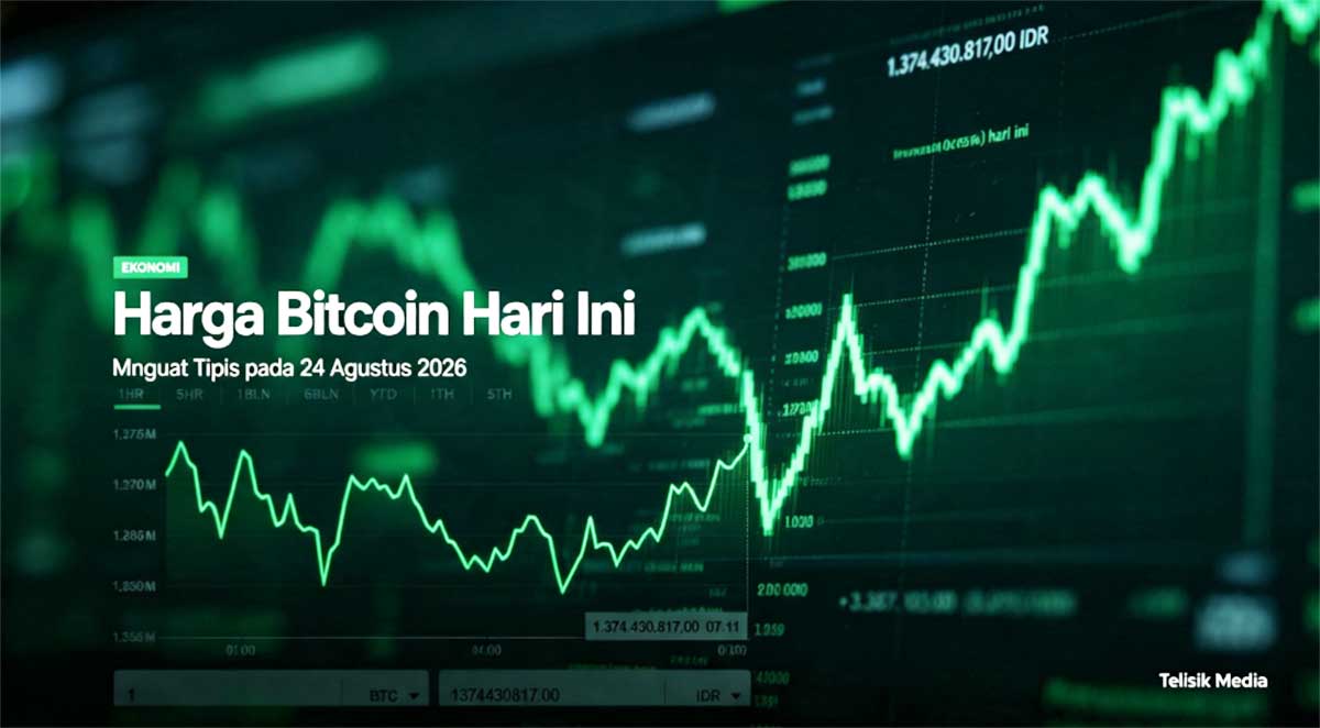 Grafik harga Bitcoin hari ini, 24 Agustus 2026, yang menguat tipis dan menjadi perhatian investor aset kripto.