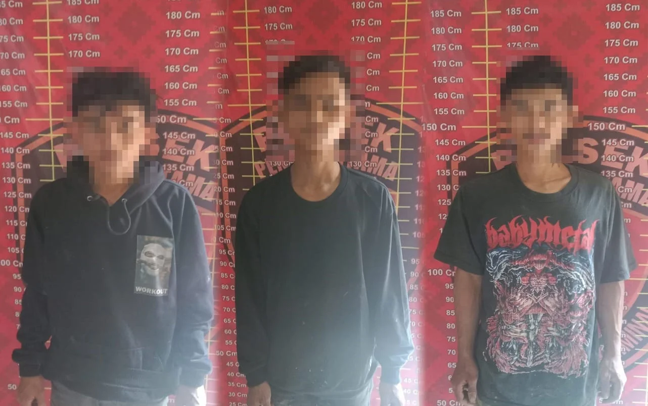 Polsek Penawartama Dibantu Warga Tangkap Tiga Pemuda yang Mencuri Kabel Milik PLN